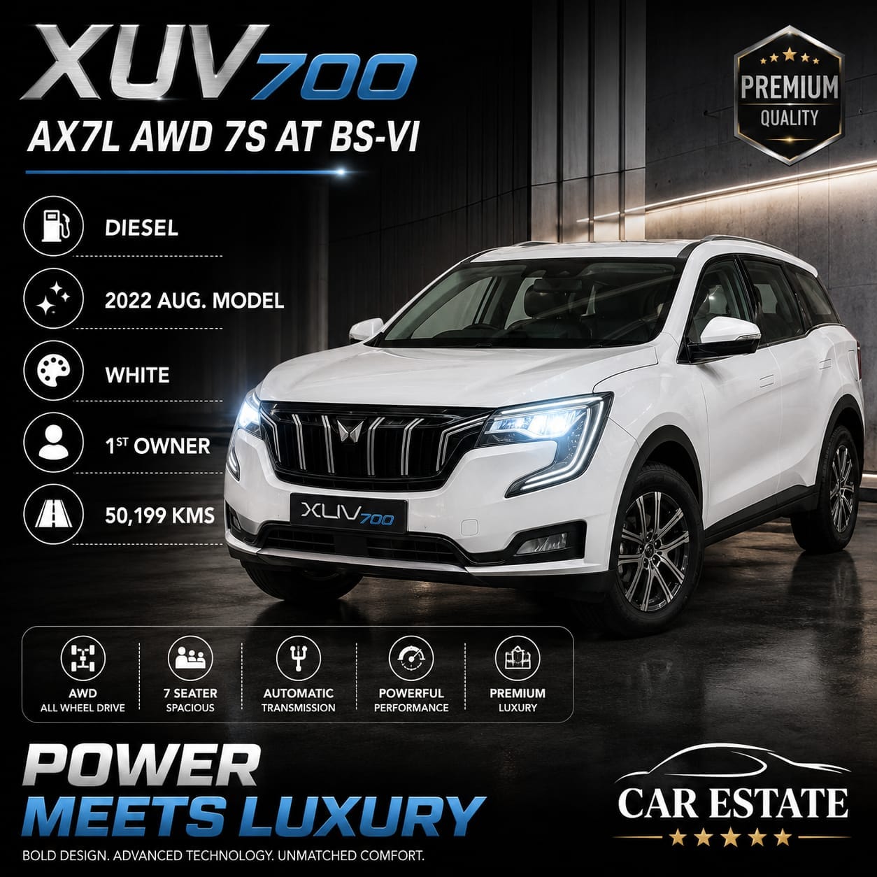 Mahindra XUV 700 AX7L AWD 2022 Model in Diesel Automatic