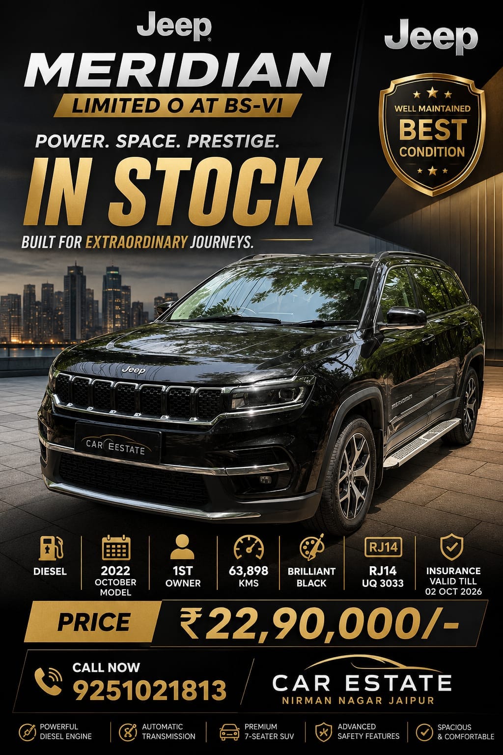 Jeep Compass Meridian Limited Optional AT 2022 Model in Diesel